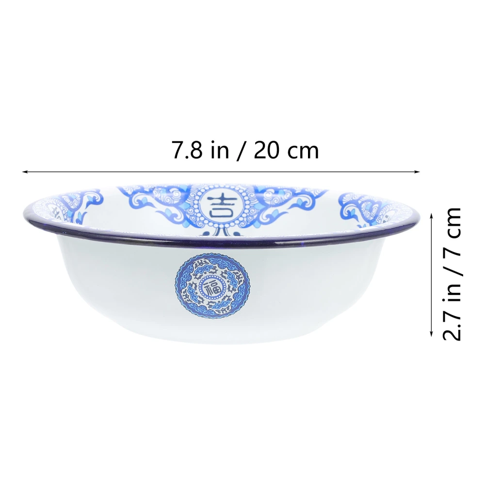 1pc Vintage Enamel Basin Thickened Soup Basin Household Enamel Storage Basin