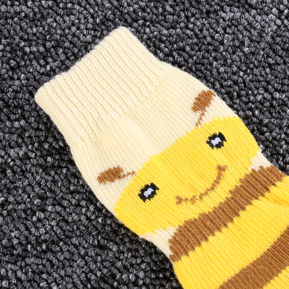 4pcs Warm Knitted Socks Anti-slip Bee Socks Adorable Stockings Pet Supplies (Yellow, Size 3XL)