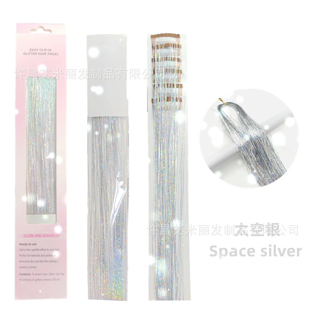 6pcs Hair Tinsel Fairy Tinsel Hair Extensions Sparkling Hair Glitter Tinsel Hair Pieces for Women Girls