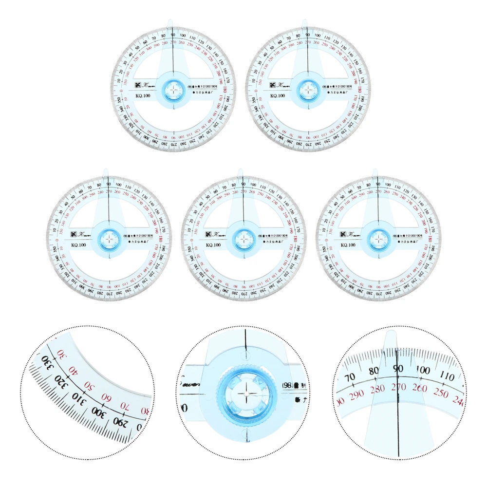 5Pcs Circle Protractor Ruler Protractor Measuring Tool 360° Protractor Equipment