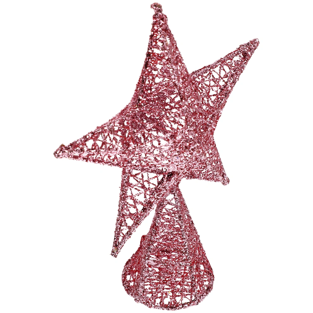 Christmas Holiday Tree Topper Glittering Stars Tree Decoration Props Iron Hollow Pentagram