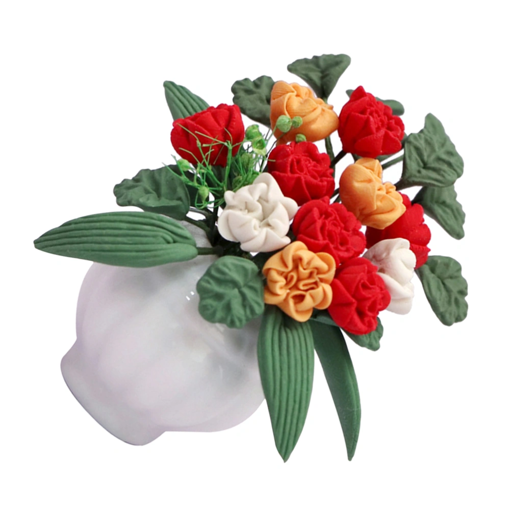 1pc Vivid Mini Simulation Flower Fake Plant Mini Flower Pot Desktop Decor