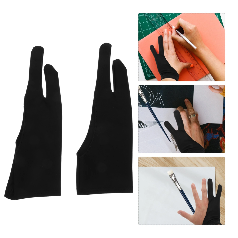 4pcs Artist Painting Gloves 2 Finger Glove Wear-resisting Graphics Drawing Tablet Glove