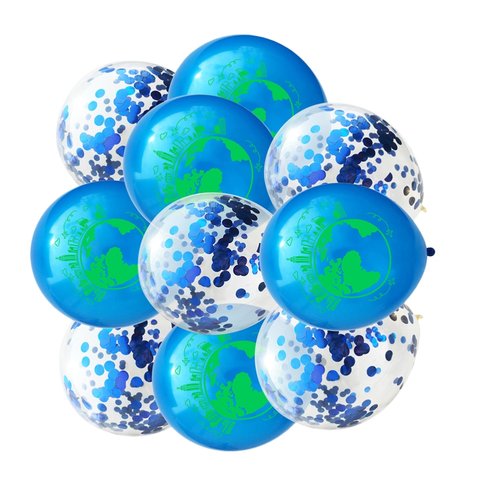 10Pcs 12 Inches World Map Pattern Latex Balloons Sequin Balloons Party Balloons Decoration (Dark Blue, Dark Blue Sequin)