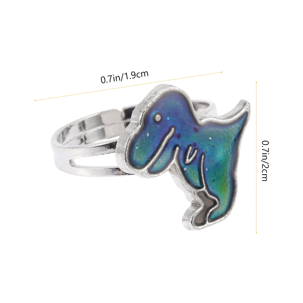 4pcs Cartoon Animal Temperature Change Color Mood Ring Open Finger Rings