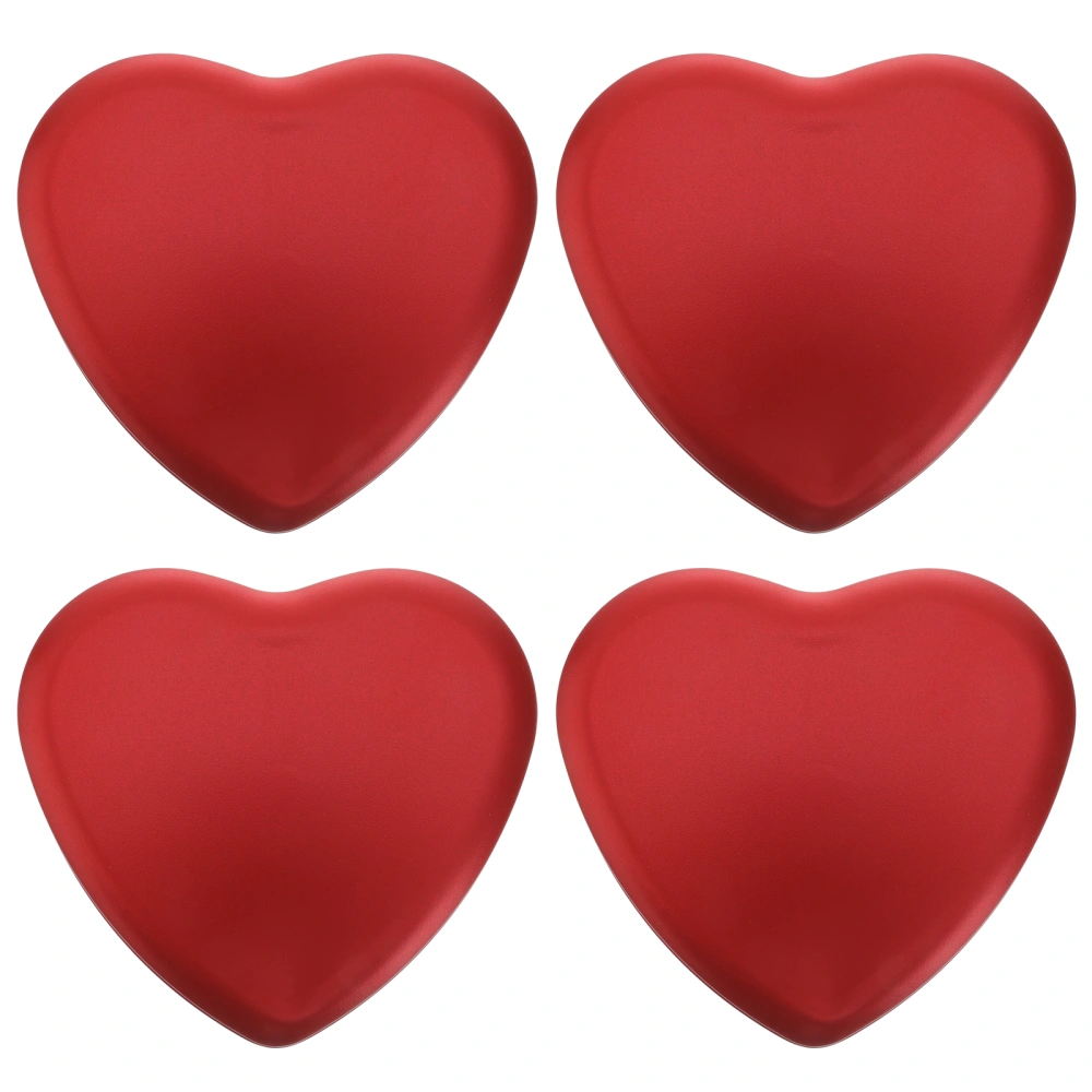 4pcs Red Creative Heart Shape Tinplate Box Sweet Packing Can Exquisite Bow Candy Jar Portable Gift Box Container for Wedding Party- Size L