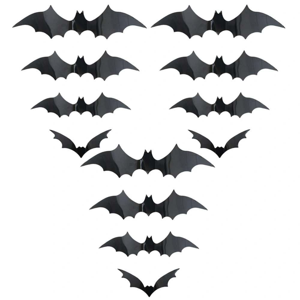 60pcs Halloween Party 3D Bat Decals Halloween Theme Scene DIY Bat Stickers