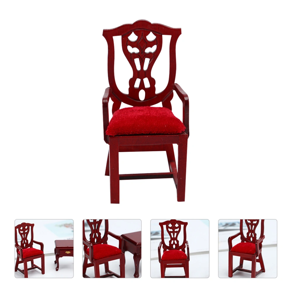 1pc Toy Mini Furniture Mini House Chair Wood Toy House Armchair for DIY