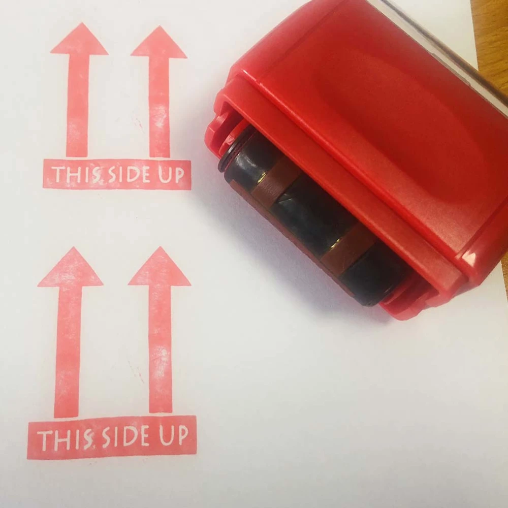 Mini Roller Stamp SelfInking Stamp Messy Code Security for Ofiice Privacy Protection (Red)