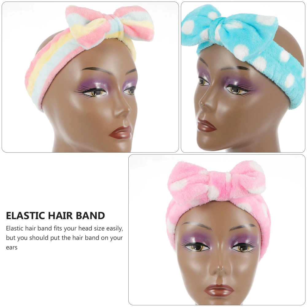 3Pcs Makeup Headband Bowknot Shower Spa Facial Headband for Washing Face