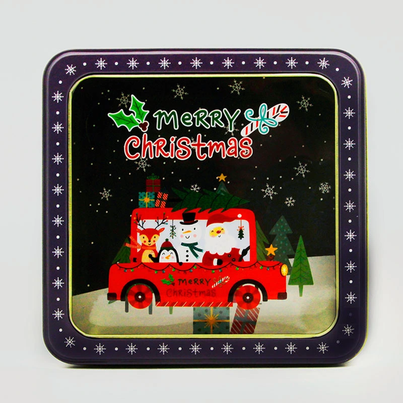 Christmas Cookie Tin Tinplate Candy Box Empty Tin Xmas Metal Gift Box Xmas Party Favor Box