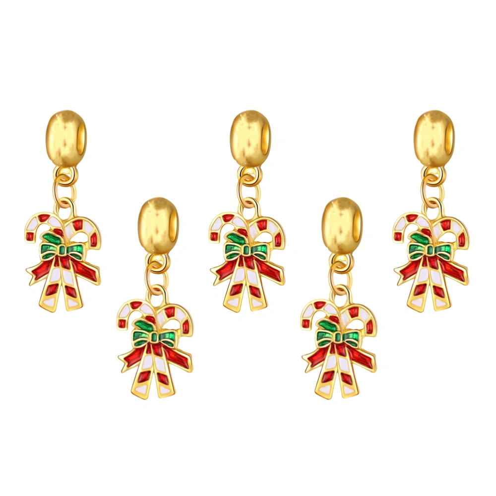 5pcs Christmas Crutches Pendant Charms Necklace Bracelet Pendant for DIY Jewelry Making Craft (Yellow)