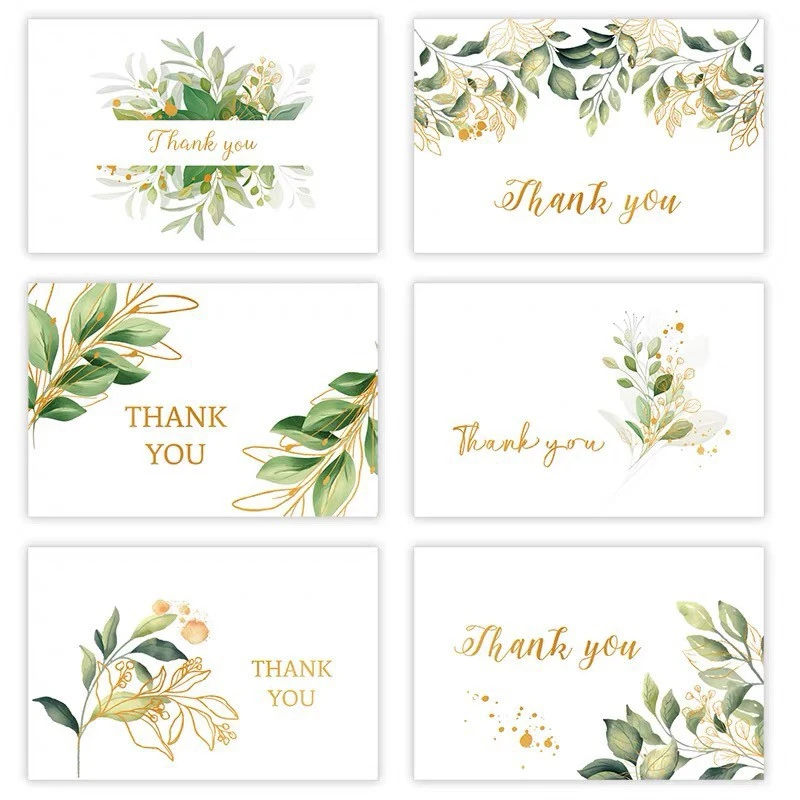  6 Sets Multi-function Thank You Cards Elegant Coated Paper Thank Cards for Delivery