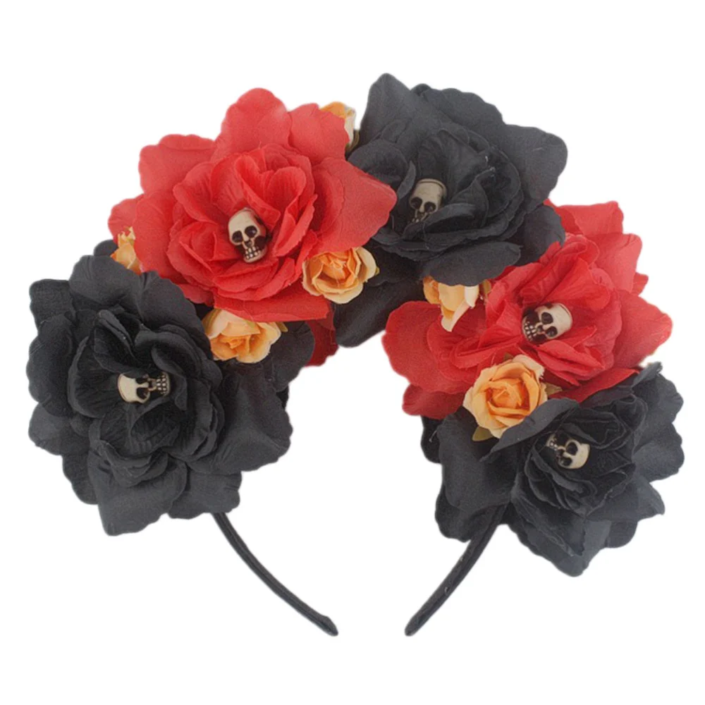 Halloween Hair Flower Hair Bands Floral Headpiece Skull Decor Head Clasp