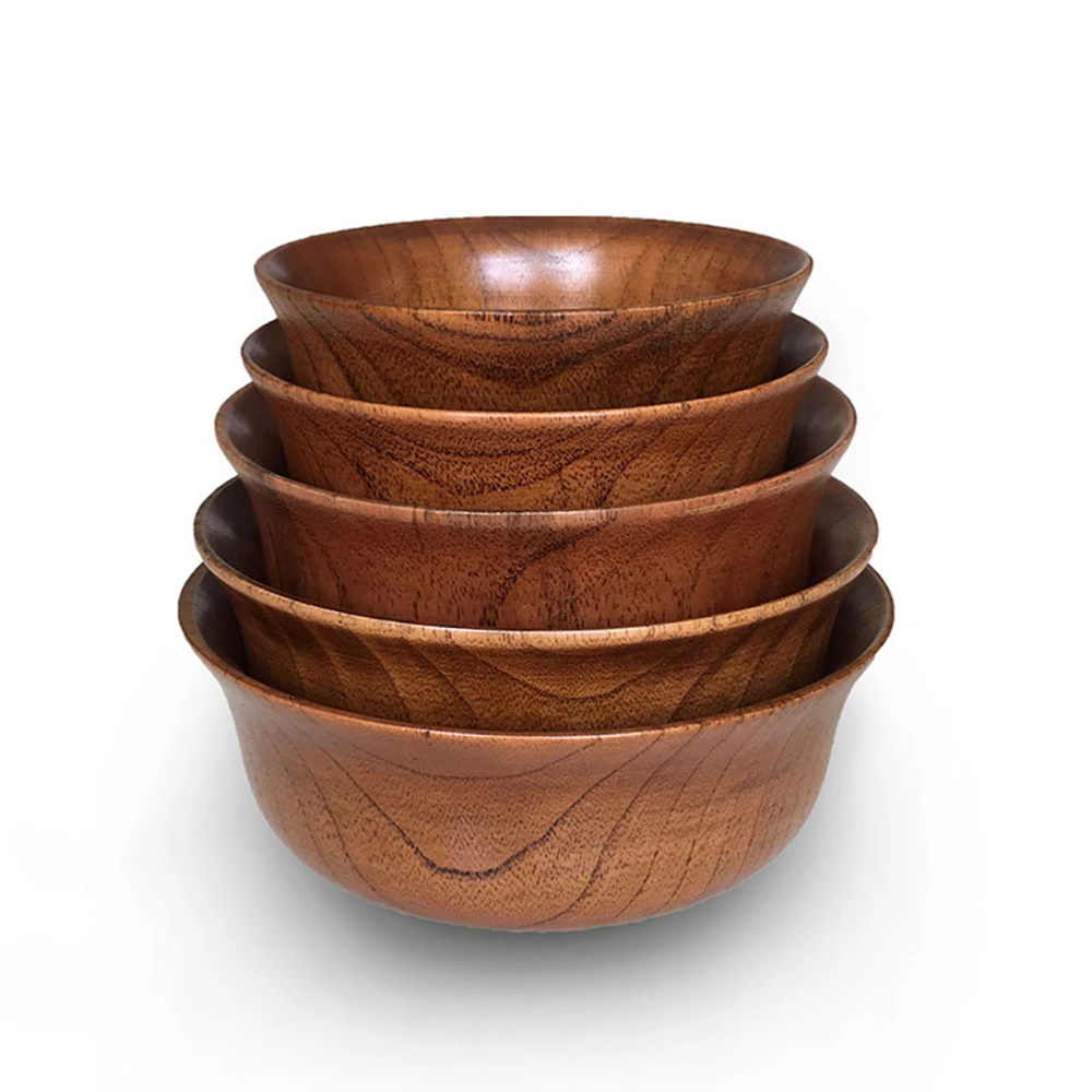 1Pc Durable Wooden Tableware Household Round Wood Bowl Food Storage Bowl