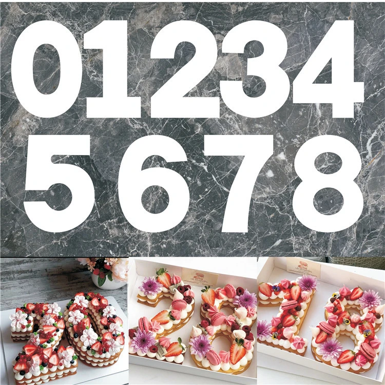 1 Set 0-8 Number Cake Molds 0-8 Number Stencils Flat Plastic Numbers Baking Models