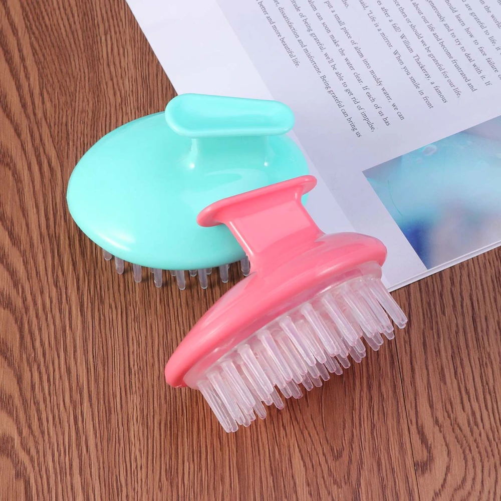 2pcs Scalp Massager Shampoo Brush Shampoo Massage Brush Floriated Shower Comb Scalp Massager for Hair Growth (Regular Pattern Red + Regular Pattern Blue)