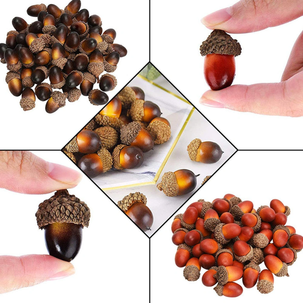 100 Pcs Artificial Acorn Decor Christmas Decorative Acorns (Mixed Color)