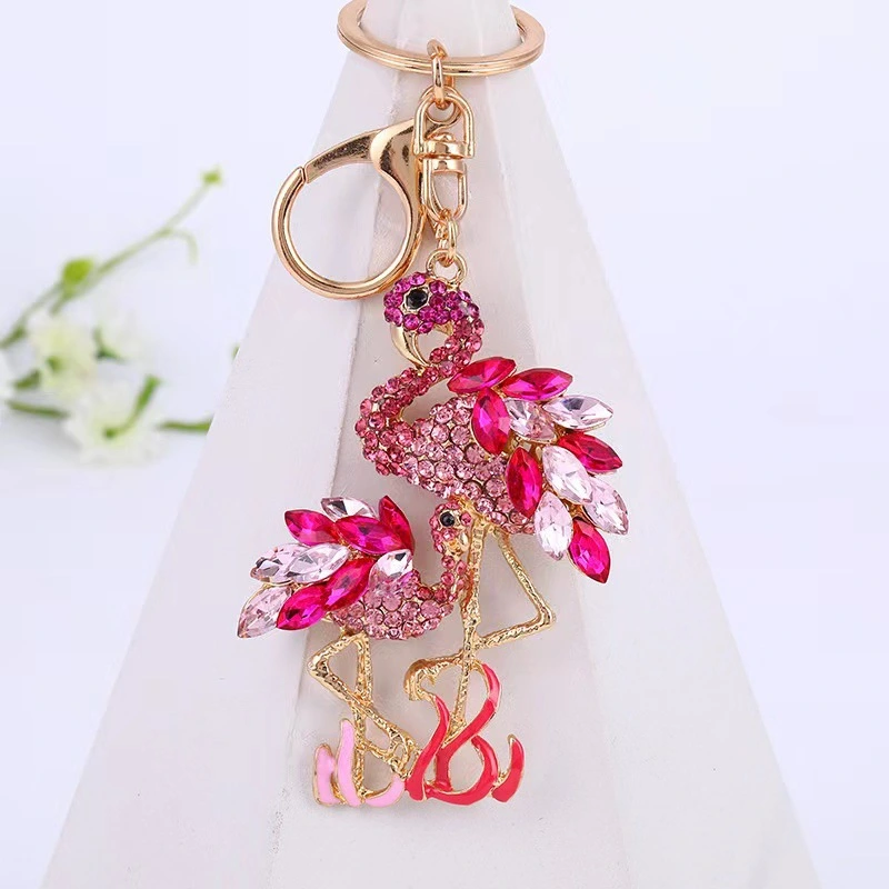 Rhinestones Flamingo Keychain Sparkling Flamingo Keychain Pendant Bag Hanging Flamingo Keyring