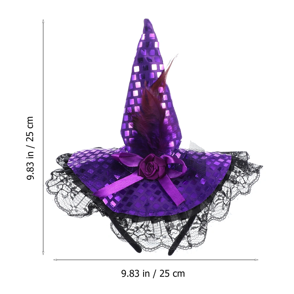 Children Halloween Headband  Party Witch Hat for Costume Dress up Party Performance Supplies (Purple)