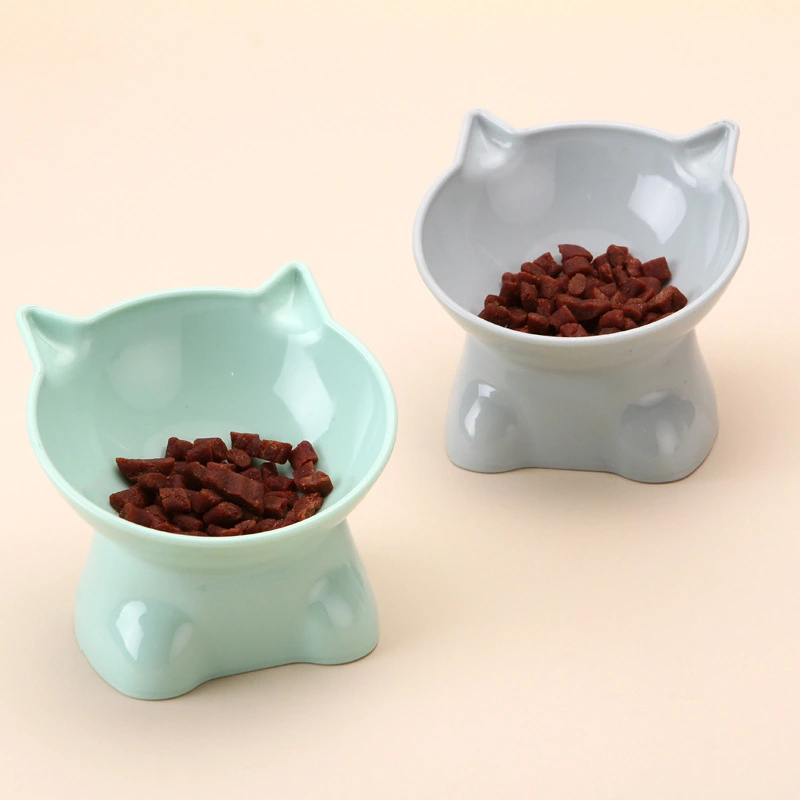 2pcs Pet Feeding Bowls Pet Neck Guard Bowls Cat Food Bowls Plastic Elevated Cat Bowls