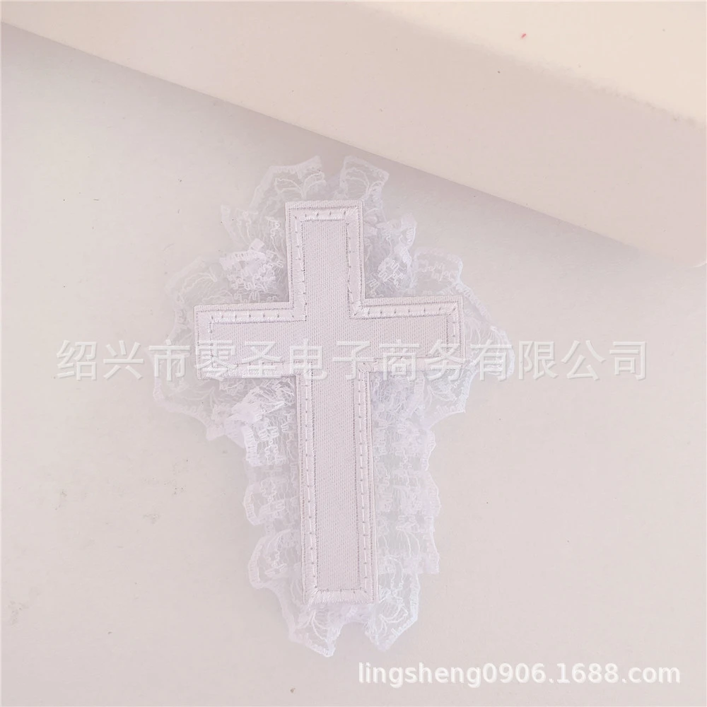 Lace Cross Hair Clip Gothic Headwear Fabric Hair Clip Halloween Hair Accessory