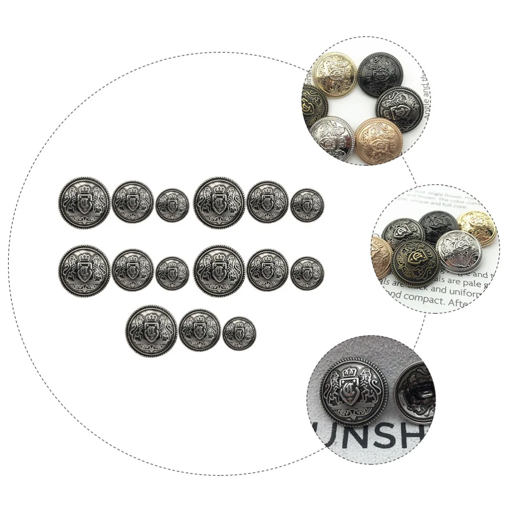 30Pcs Zinc Alloy Clothing Buttons Overcoat Round Buttons DIY Sewing Buttons