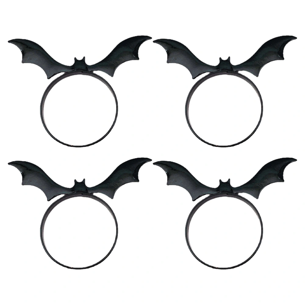 4Pcs Halloween Creative Bat Shaped Napkin Rings Halloween Napkin Rings (Black)