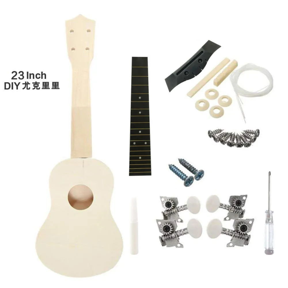 1 set of Ukulele DIY Kit DIY Ukulele Making Kit Handmade Wooden Ukulele Kit Hand Paintable Ukulele