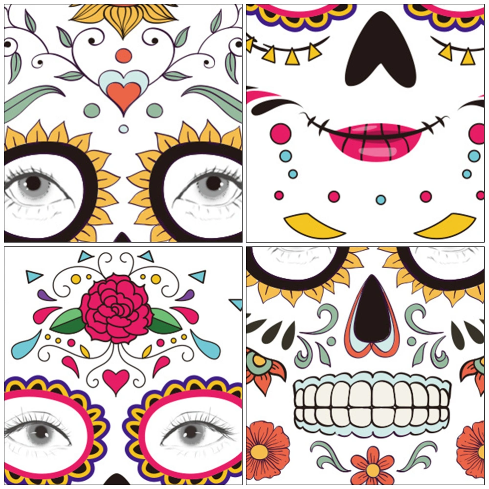 9Pcs Halloween Facial Stickers Waterproof Temporary Tattoos Sticker for Decor