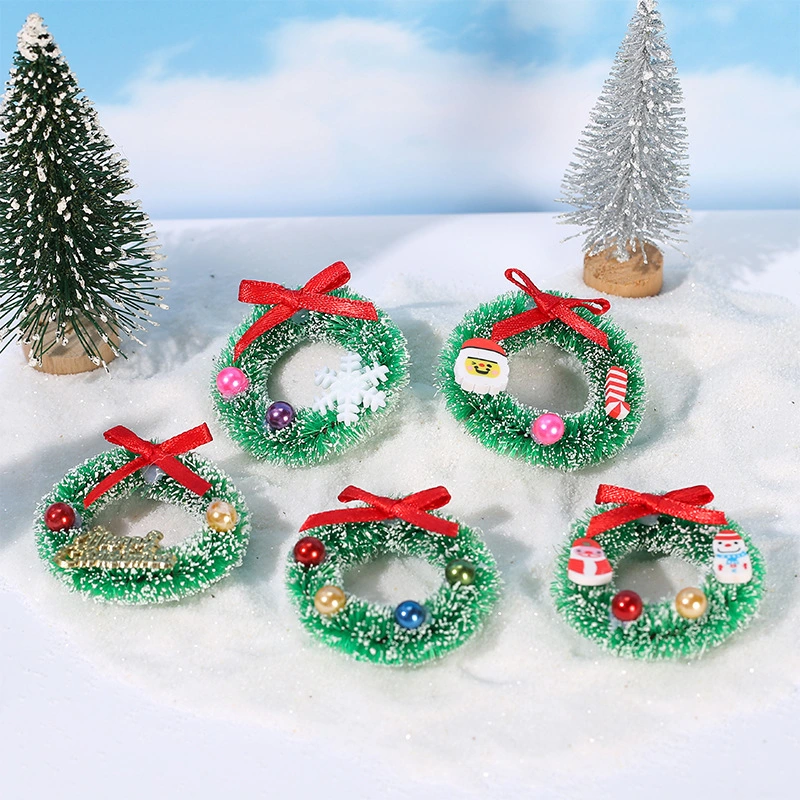 6pcs Doll House Miniature Decorations Mini Wreath Decor Micro-landscape Decor