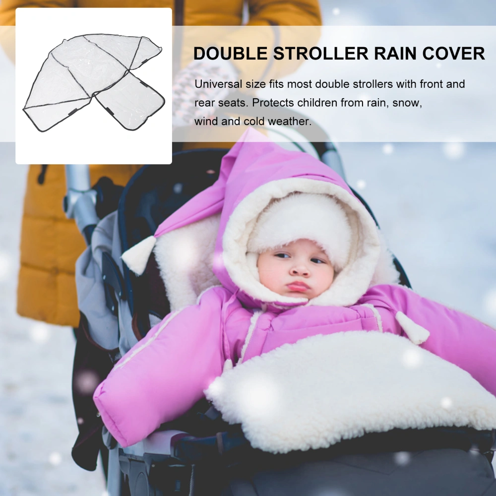 Universal Double Stroller Rain Cover Front and Rear Seats Twins Stroller Rain Shield