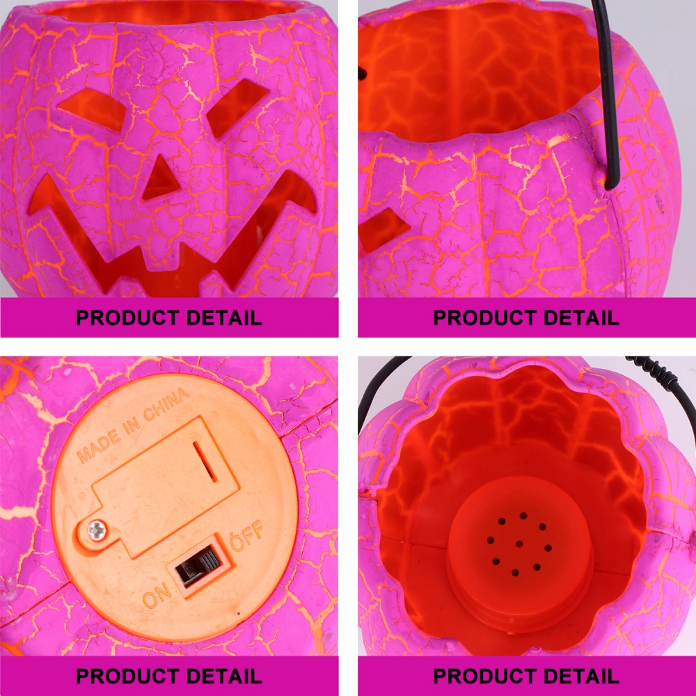 Halloween Portable Lantern Hanging Night Light Pumkin Lamp Voice Control Party Lantern Desktop Ornament (Voice Control Purple Pumpkin Lamp)