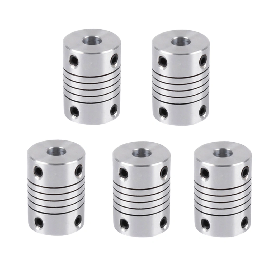 5PCS Aluminium Stepper Motor Shaft Coupling Encoders 3D Printer Flexible Coupler Encoders Engraving Machine (Silver)