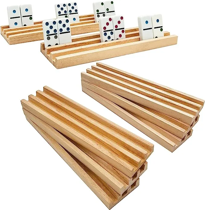 Wooden Domino Rack Professional Domino Holder Domino Tiles Game Rack Wooden Domino Tray