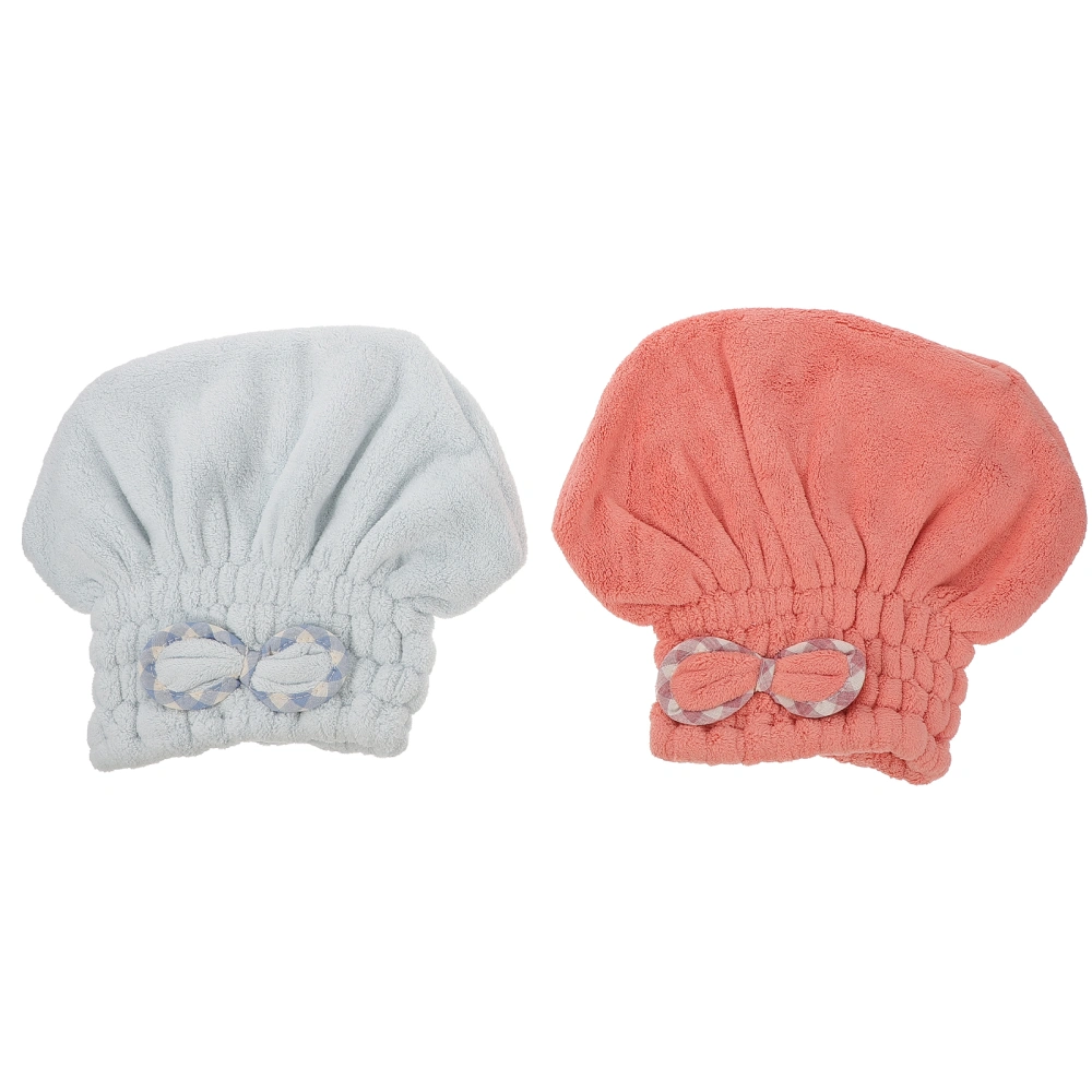 2pcs Comfortable Bathing Hats Lovely Hair Dry Hats Women Hair Drying Towels