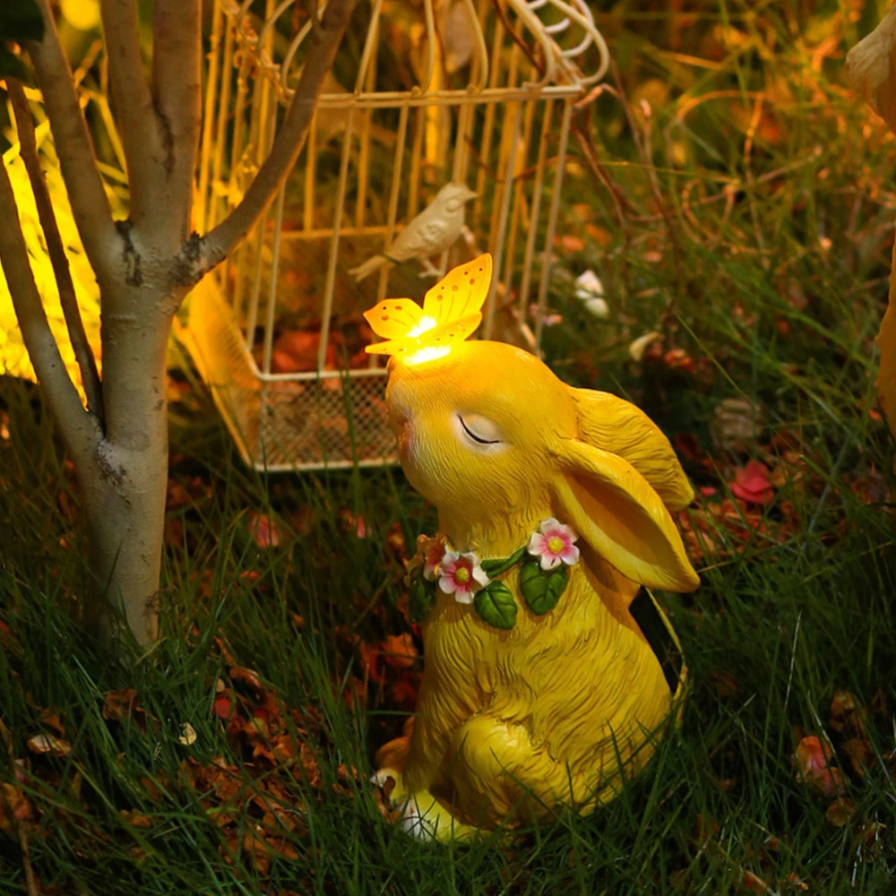 Outdoor Rabbit Figurine Ornament Solar Glowing Bunny Decor Outdoor Glowing Decor