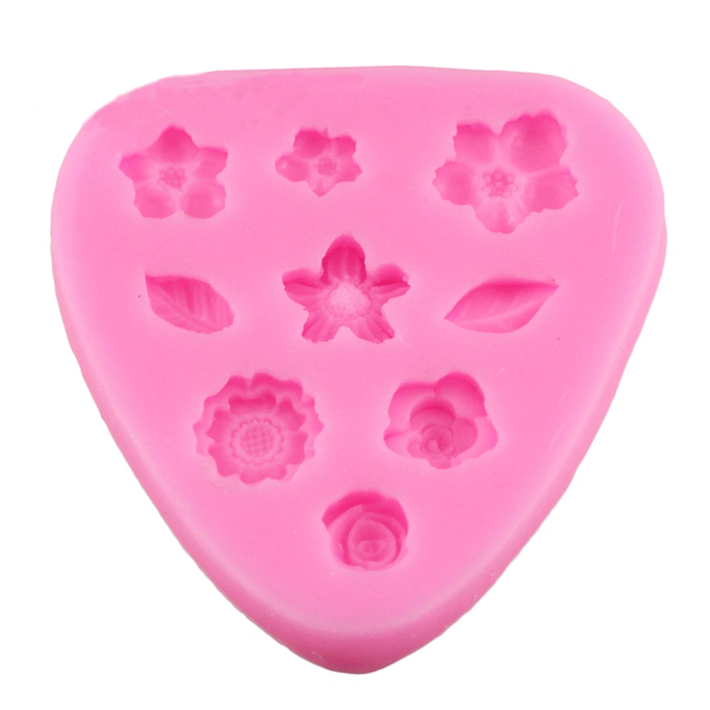 Mini Flower Silicone Molds Cake Decorating Tools Bakeware Cupcake Dessert Chocolate Fondant Mold (Pink)