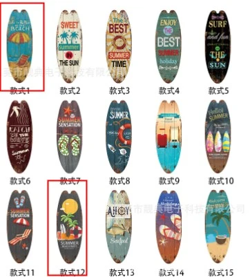 2pcs Surfboard Wall Decoration Vintage Wooden Surfboard Household Wall Hanging Decor