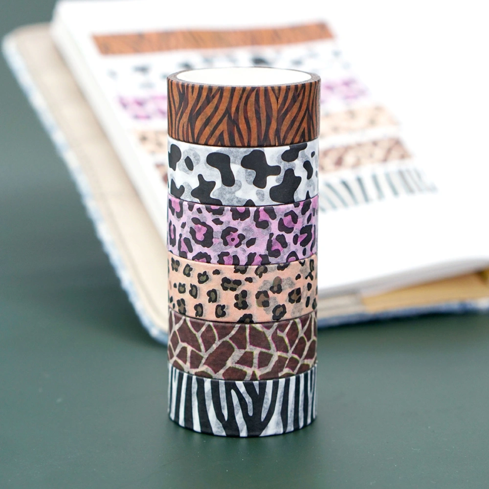 6 Rolls Animal Prints Washi Tape Set Scrapbook Decorative Washi Tapes Adhesive Tapes