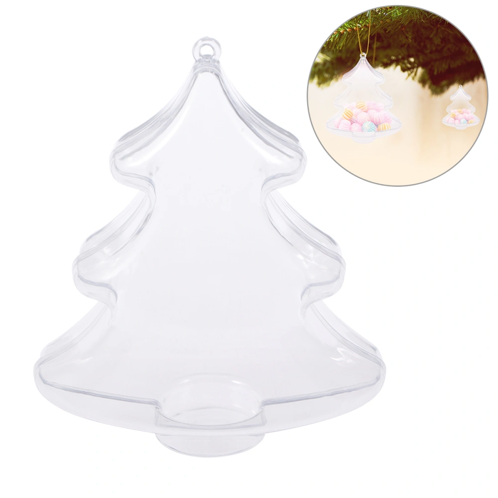 Christamas Tree Shape Transparent Clear Plastic Ball Ornaments Christmas Tree Pendant Xmas Hanging Decoration Bauble Candy Confetti Gift Fillable Box Home Party Wedding Supplies