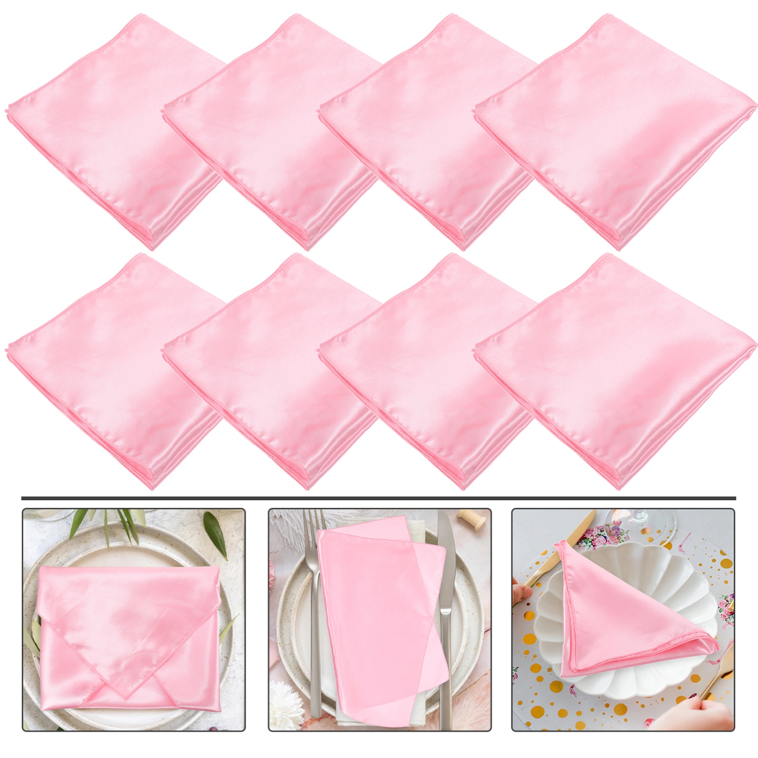 8pcs Cloth Napkins Soft Washable Dinner Napkins Party Satin Napkins Water Absorption Napkins