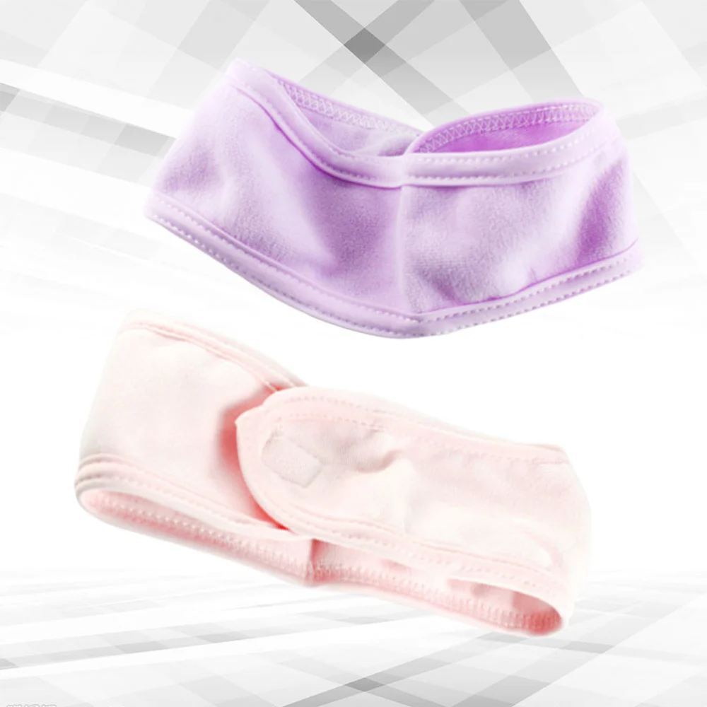 2Pcs Headband Beauty Salon Headband Sticked Headband Yoga Wide Band Face Towel(Purple and Pink)