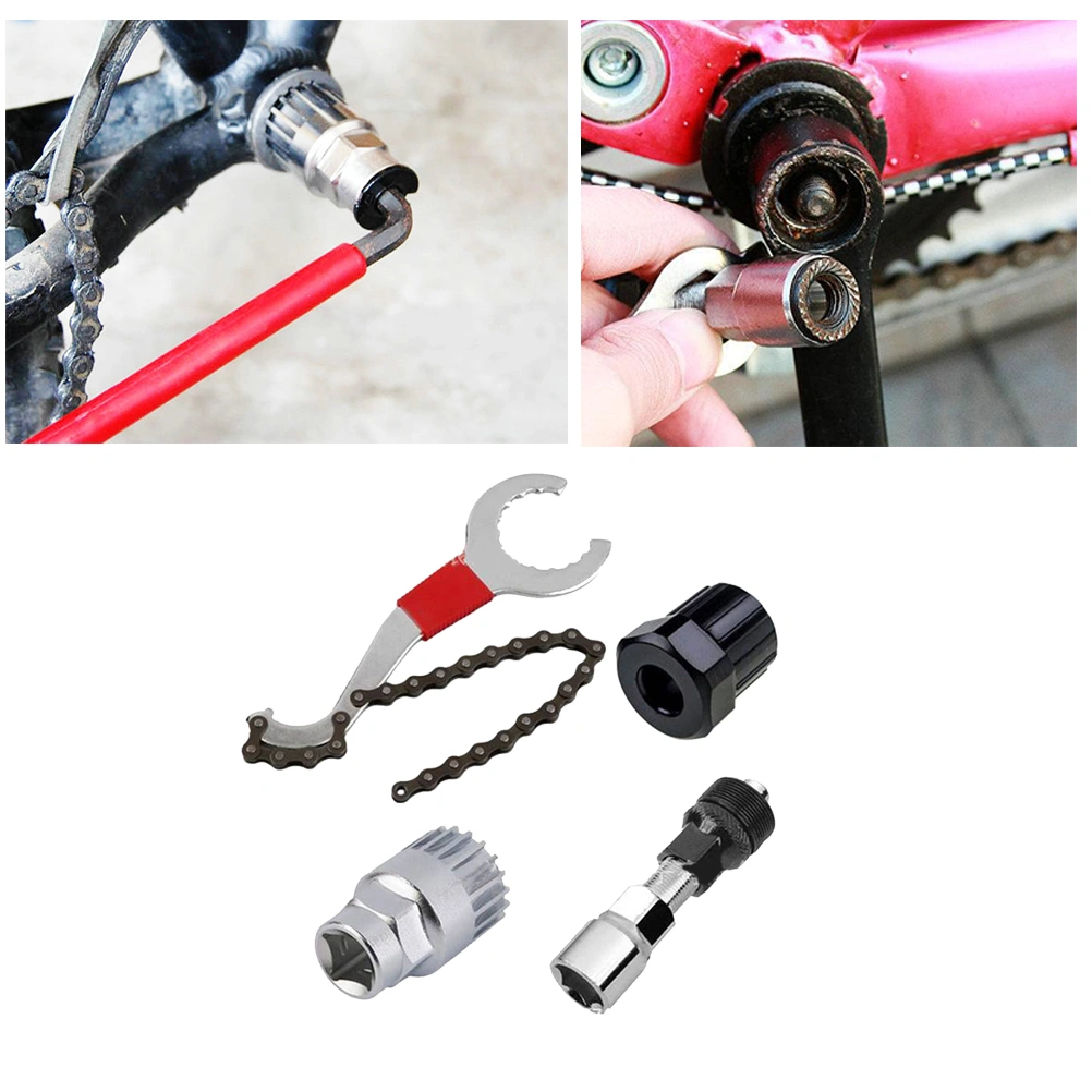 4 in 1 Bike Repair Tool Set Chain Bracket Freewheel Crank Remover Puller