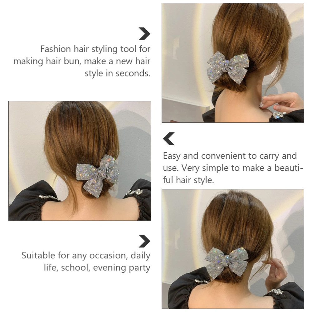 Crystal Bow Shape Hair Bun Maker Hair Styling Bun Shaper for Women Girls