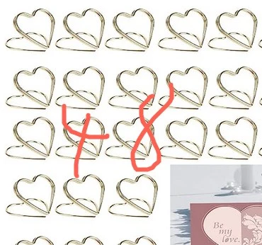 48 Pcs Clips Place Card Holders Table Number Holders Seat Card Stands Heart Table Decorations