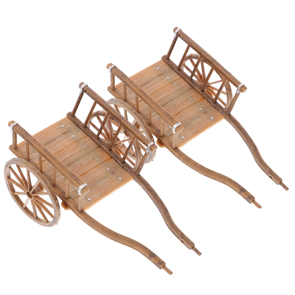 2pcs Simulation Cart Models Miniature Barrows Micro-landscape Decorations