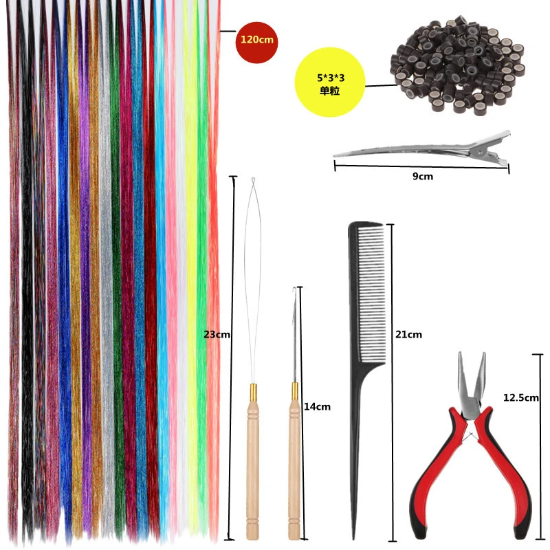 1 Set Hair Tinsel Extension Hair Tinsel Strands Kit Party Cosplay Party Supplies