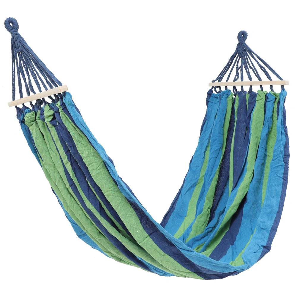 Outdoor Hammock Parachute Portable Rainbow Swing Double Person Sleeping Bed with 40cm Anti Rollover Curved Wooden Stick for Camping Travel Survival (Blue, 190x150cm)