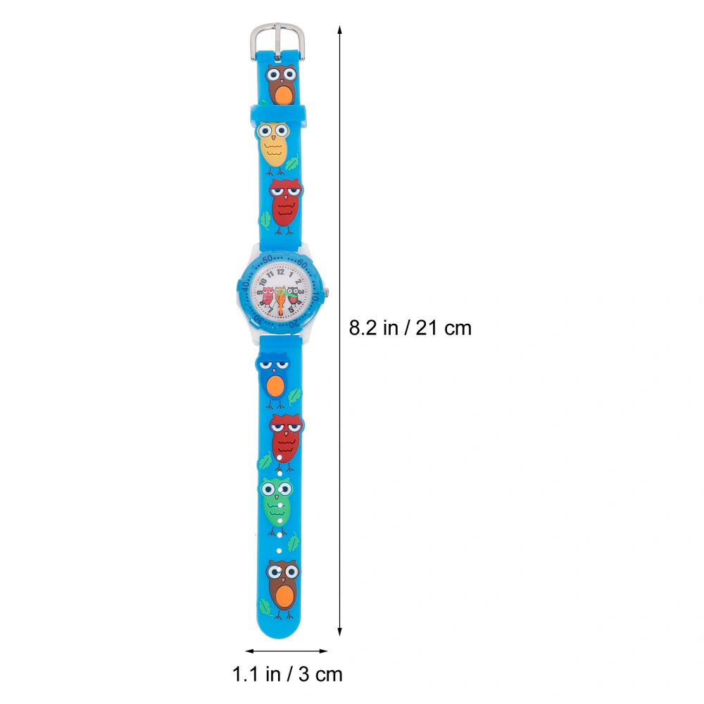 Children Kids Watches 3D Rubber Band Cartoon Owl Watch for Student Girls Boys